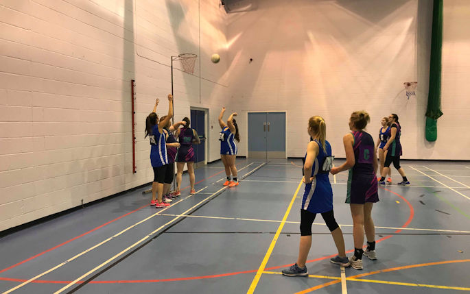 Students playing netball