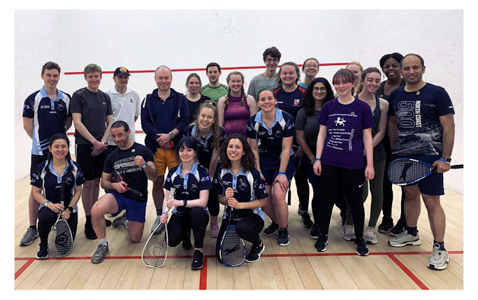 A picture of the Vets Squash Club on a Squash Court