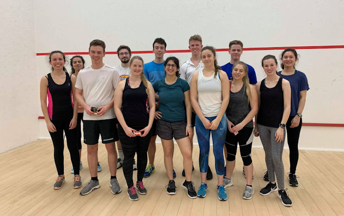 A team photo of the Veterinary Squash Team