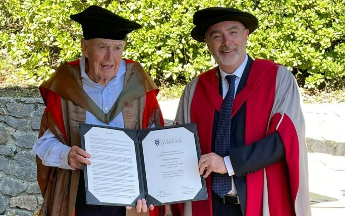 Dr Peter Johnson receiving his honorary degree