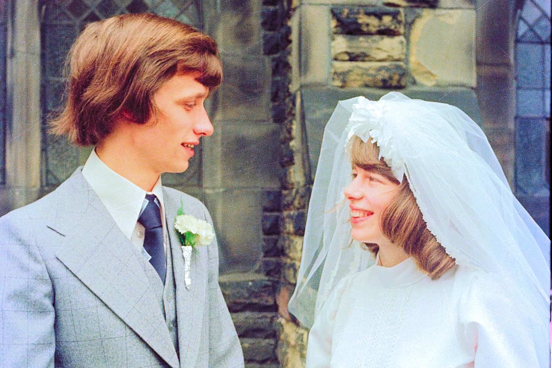 Bride and groom on their wedding day