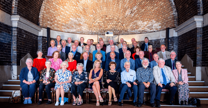 Group photo of Class of 1972 graduates who attended the reunion
