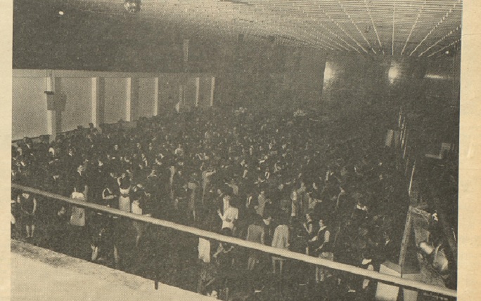 Clipping from the Guild Gazette from 1965 showing a dance at the new Mountford Hall