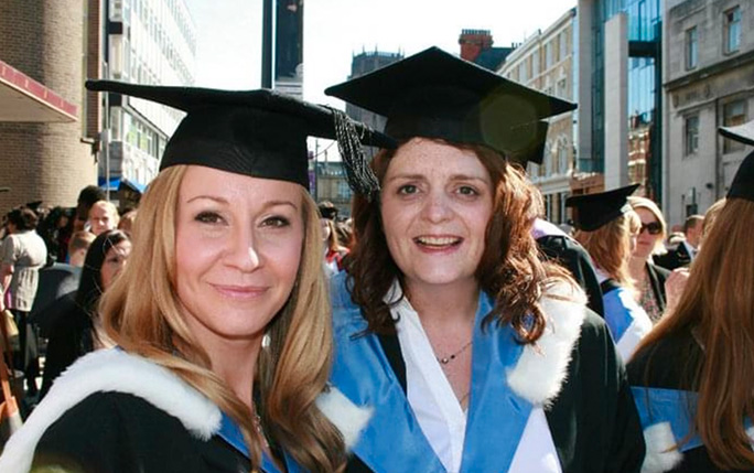 Two friends pictured on their graduation day