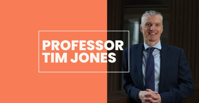 Headshot of Professor Tim Jones, with the writing 'Professor Tim Jones'