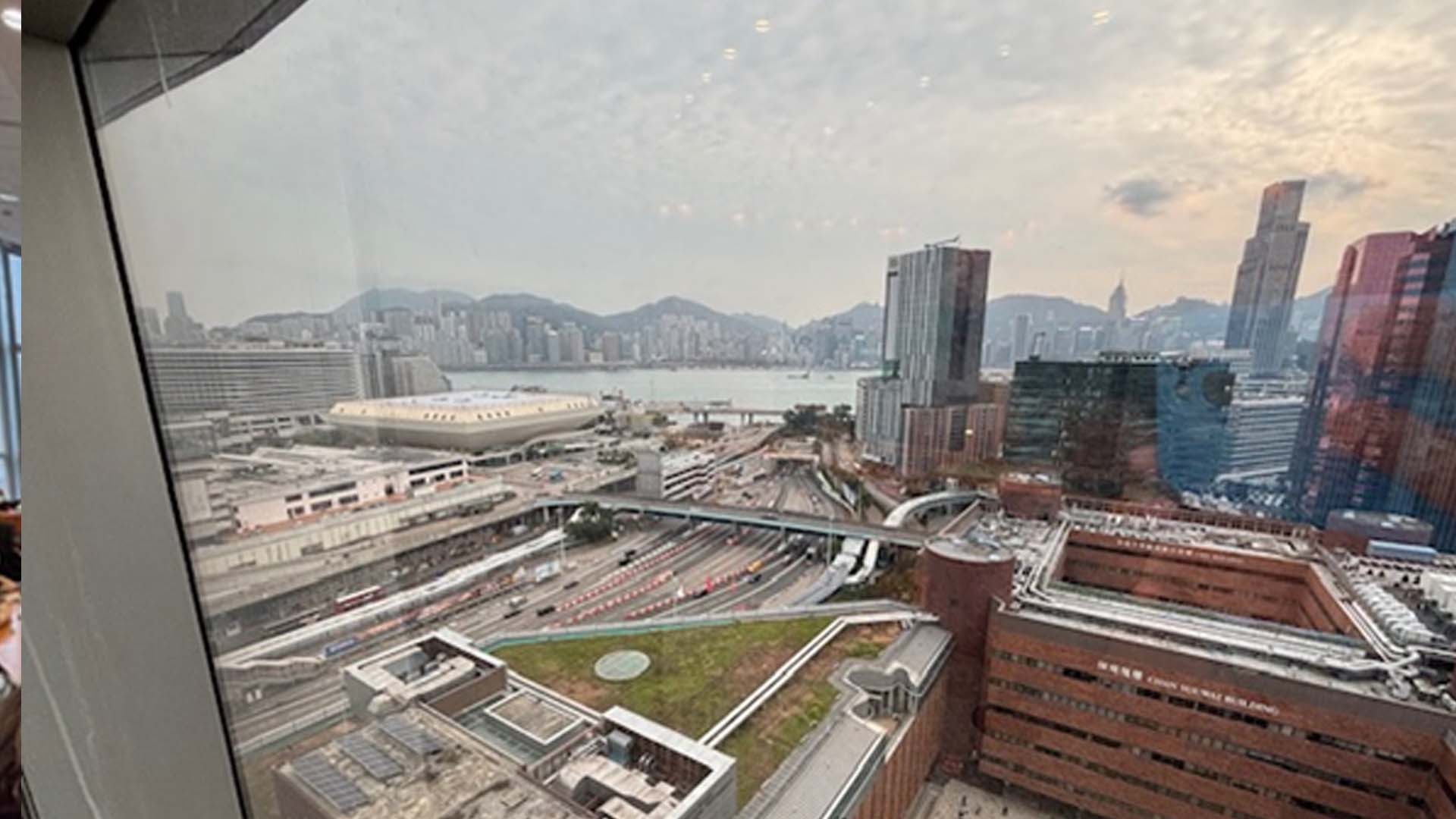 View of a city looking out of a window