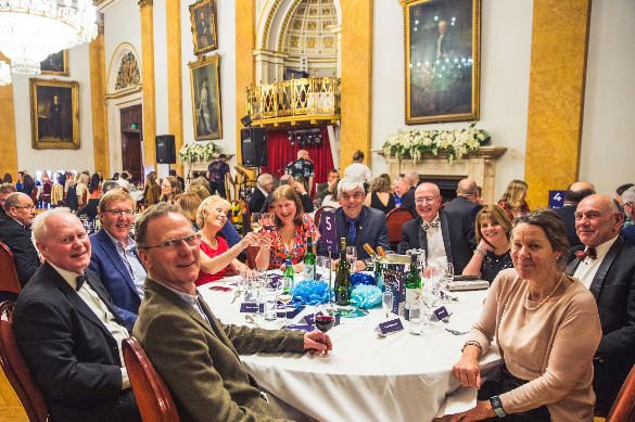 Guests sat at the round tables for dinner in the main ballroom of the Liverpool Town Hall