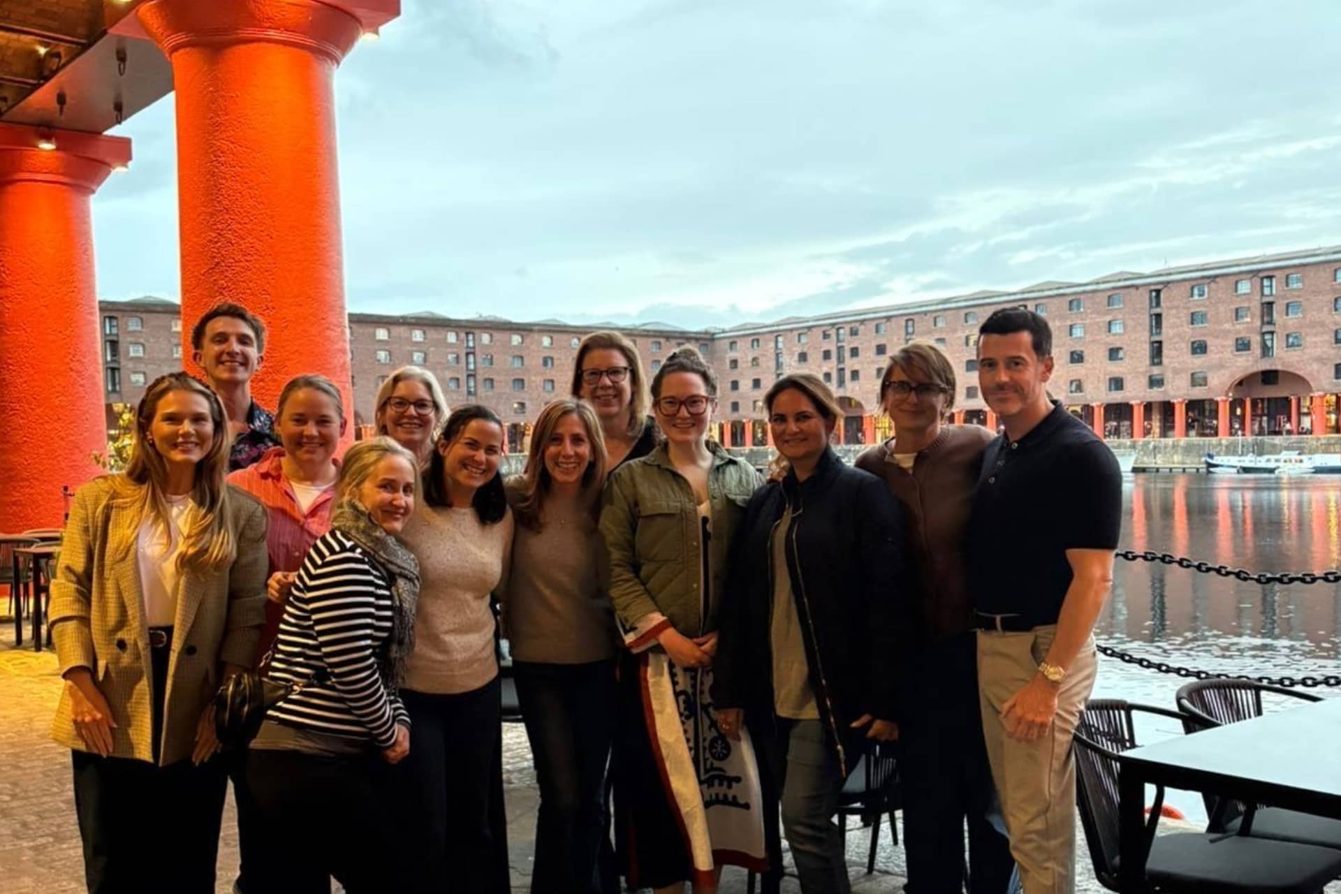 Group of people at the Royal Albert Dock in Liverpool