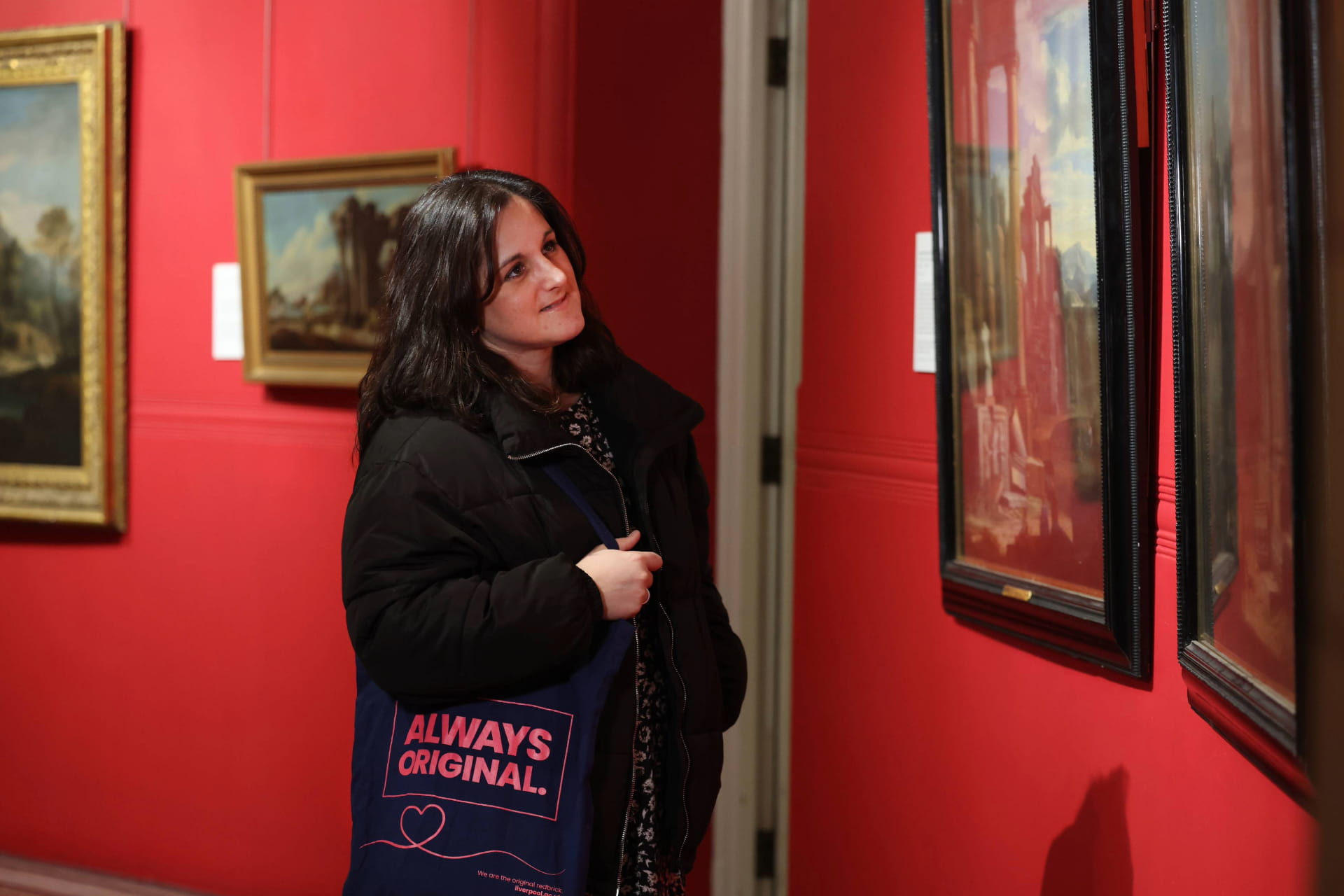 person looking at an exhibition
