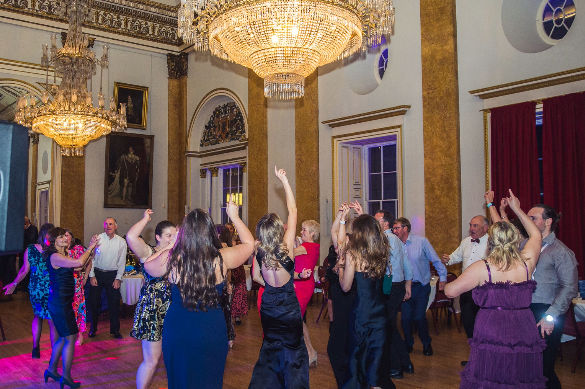 Guests dancing after dinner in the main ballroom of the Liverpool Town Hall