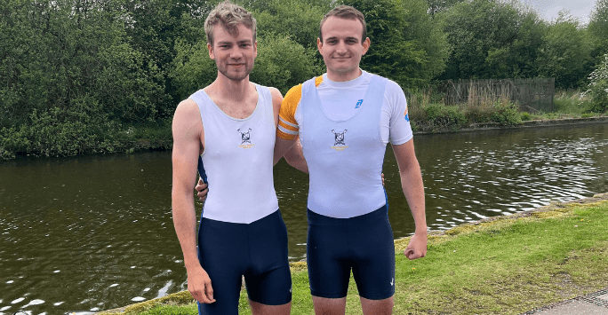 two student rowers in sportswear