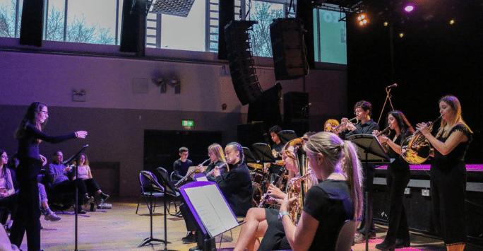 orchestra led by a conductor