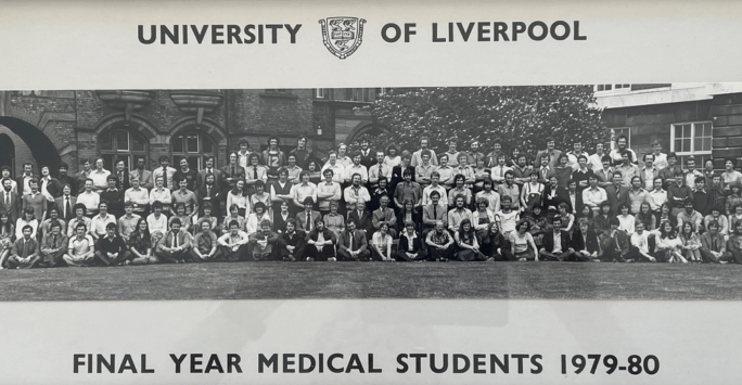 black and white class photo of student doctors